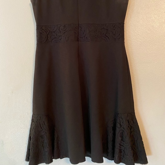 Black Dress with Floral Overlay Accents - Picture 7 of 9